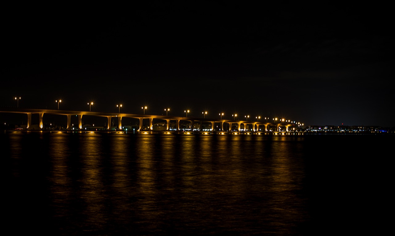 night photography  bridge  night free photo
