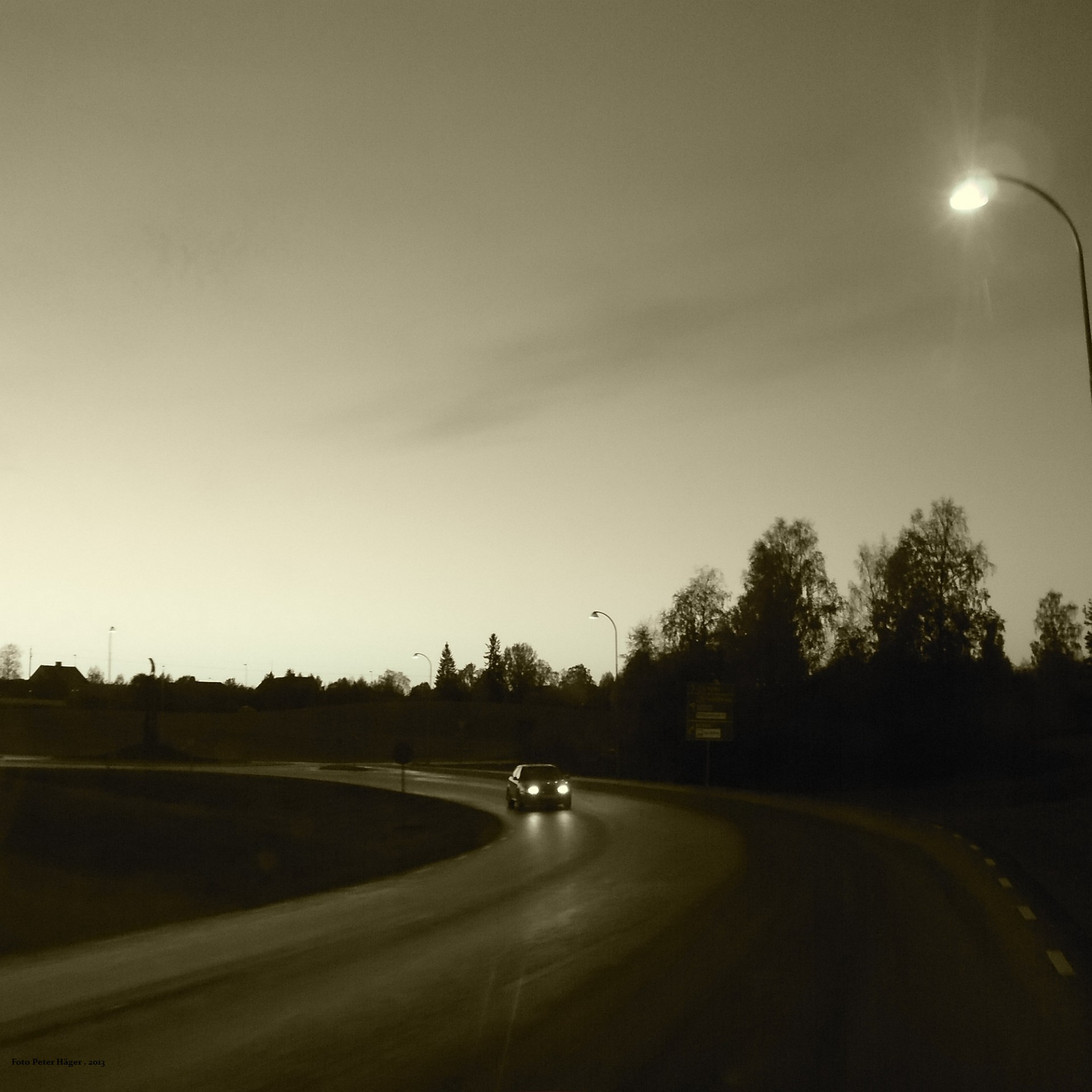 evening sepia tone night road free photo