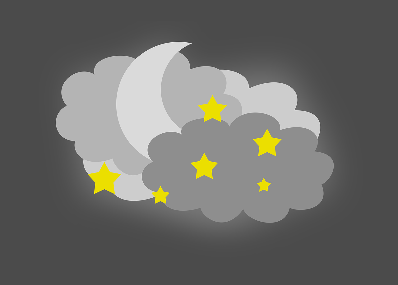 night sky moon in the clouds the stars in the sky free photo