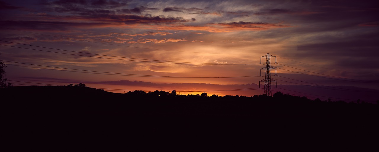 night sky  pylon  power line free photo