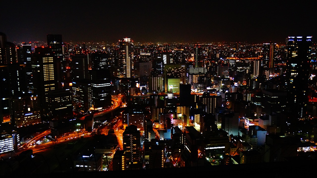 night view osaka japan free photo