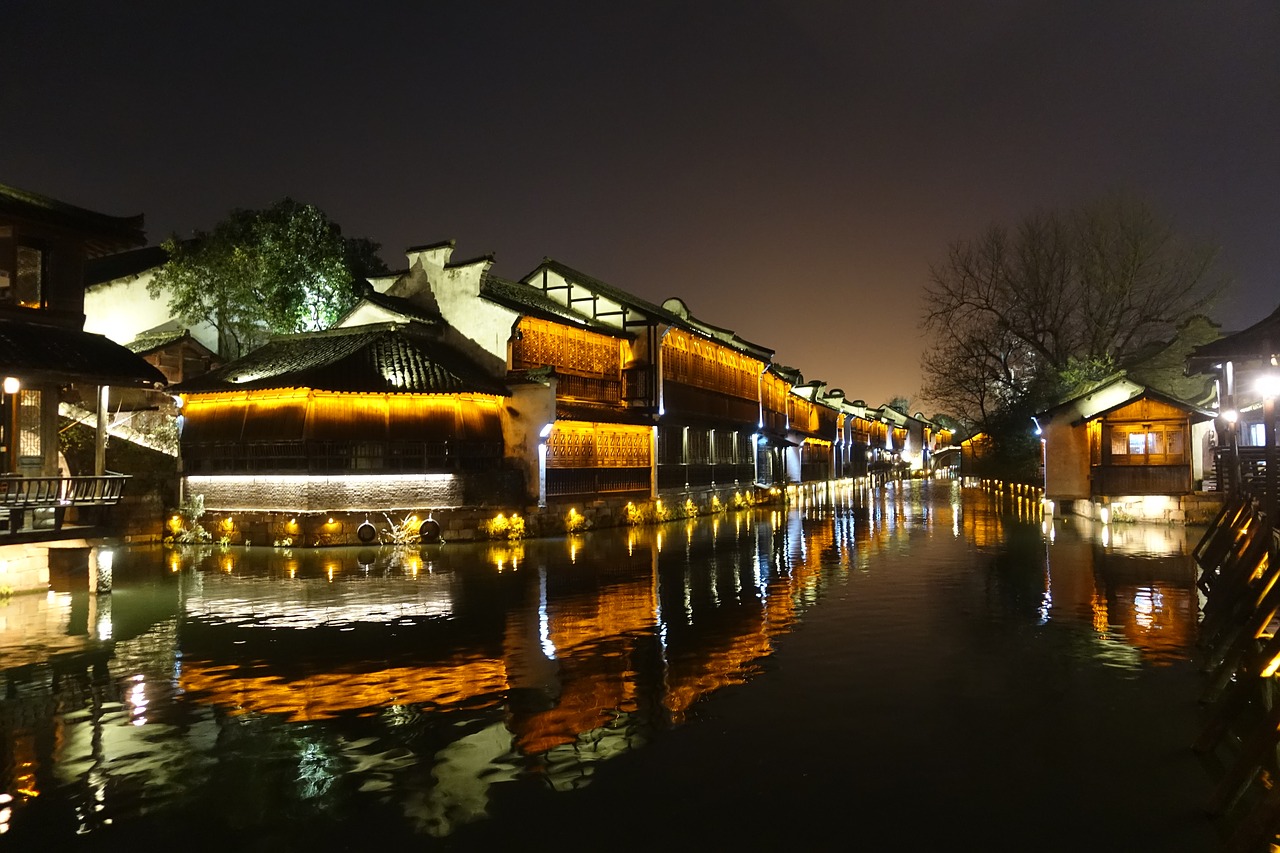 night view people's republic of china old village free photo