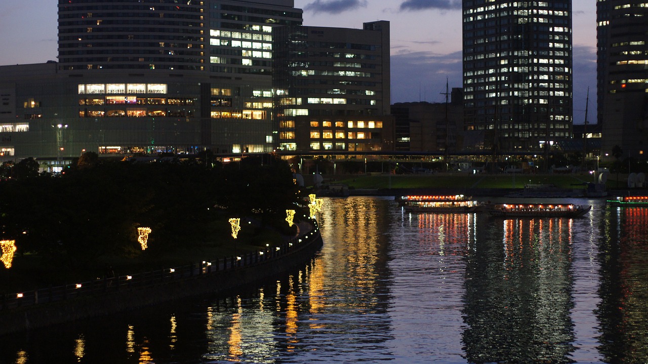 night view yokohama japan free photo