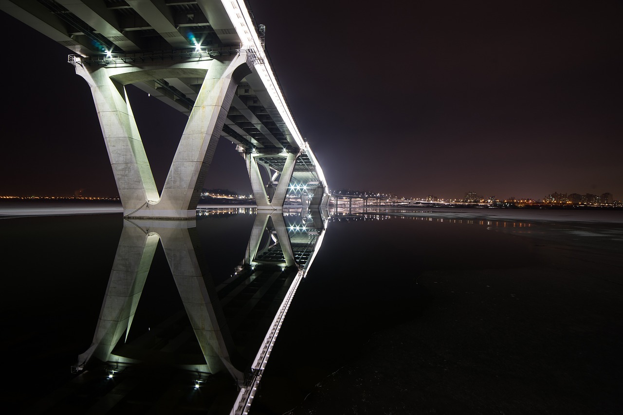 night view amsa bridge seoul free photo