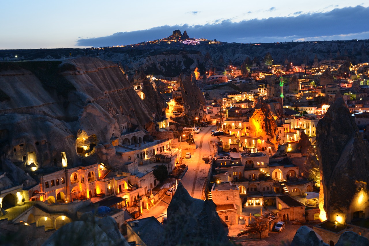 night view rock cave free photo