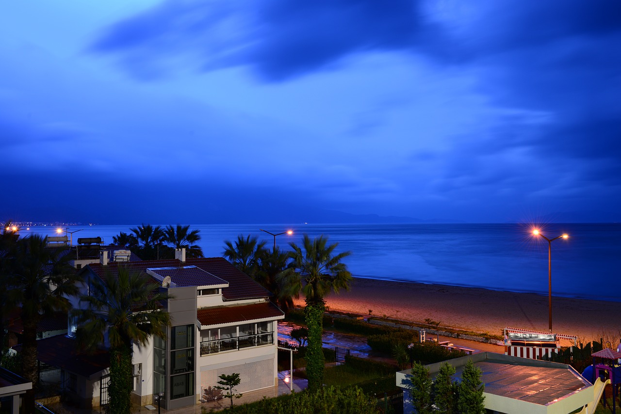 night view beach blue free photo