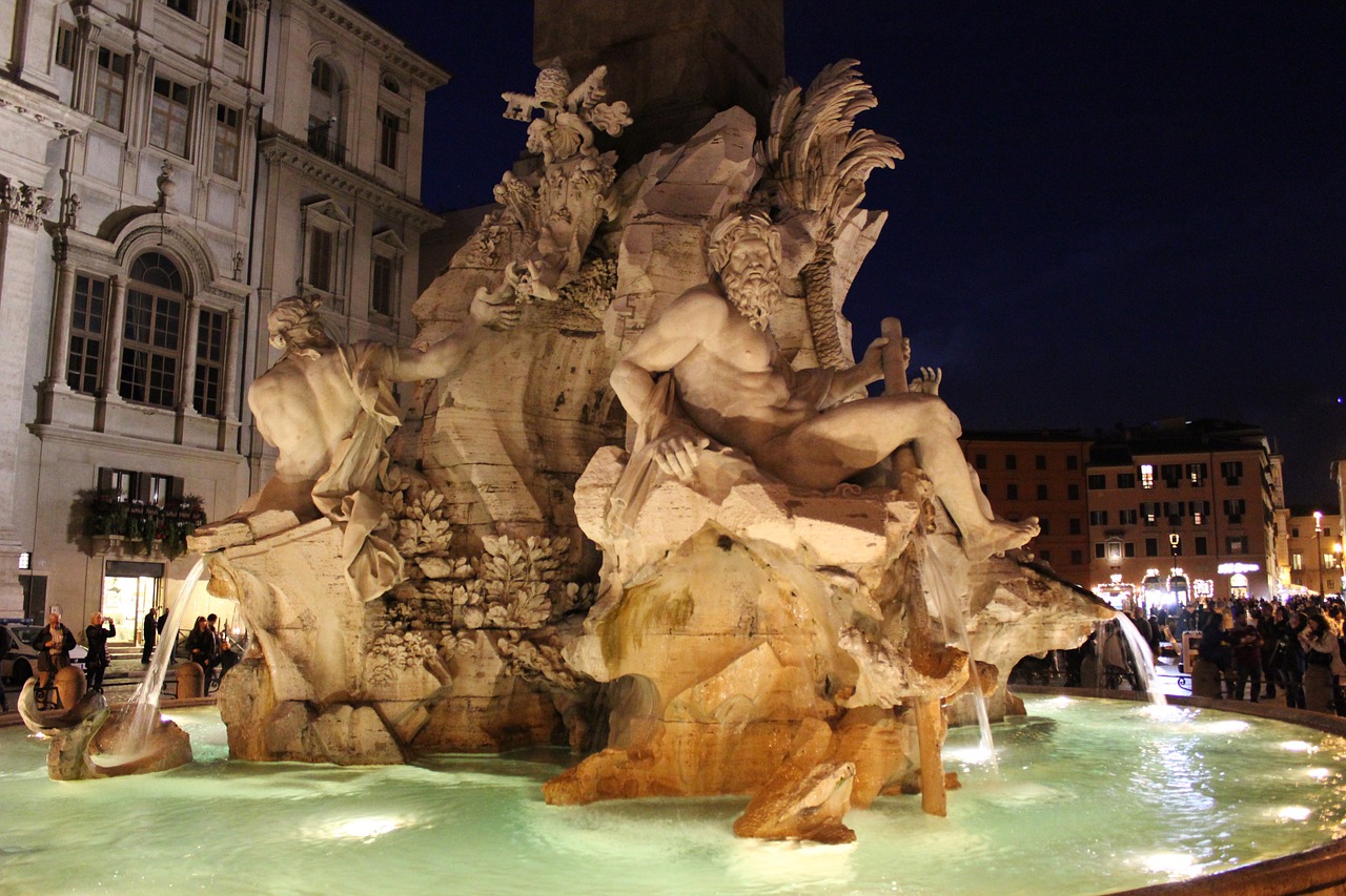 night view the vatican fountain free photo