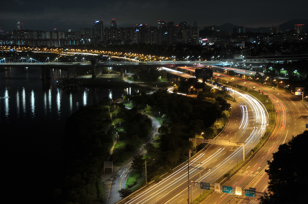 night view han river olympic boulevard free photo