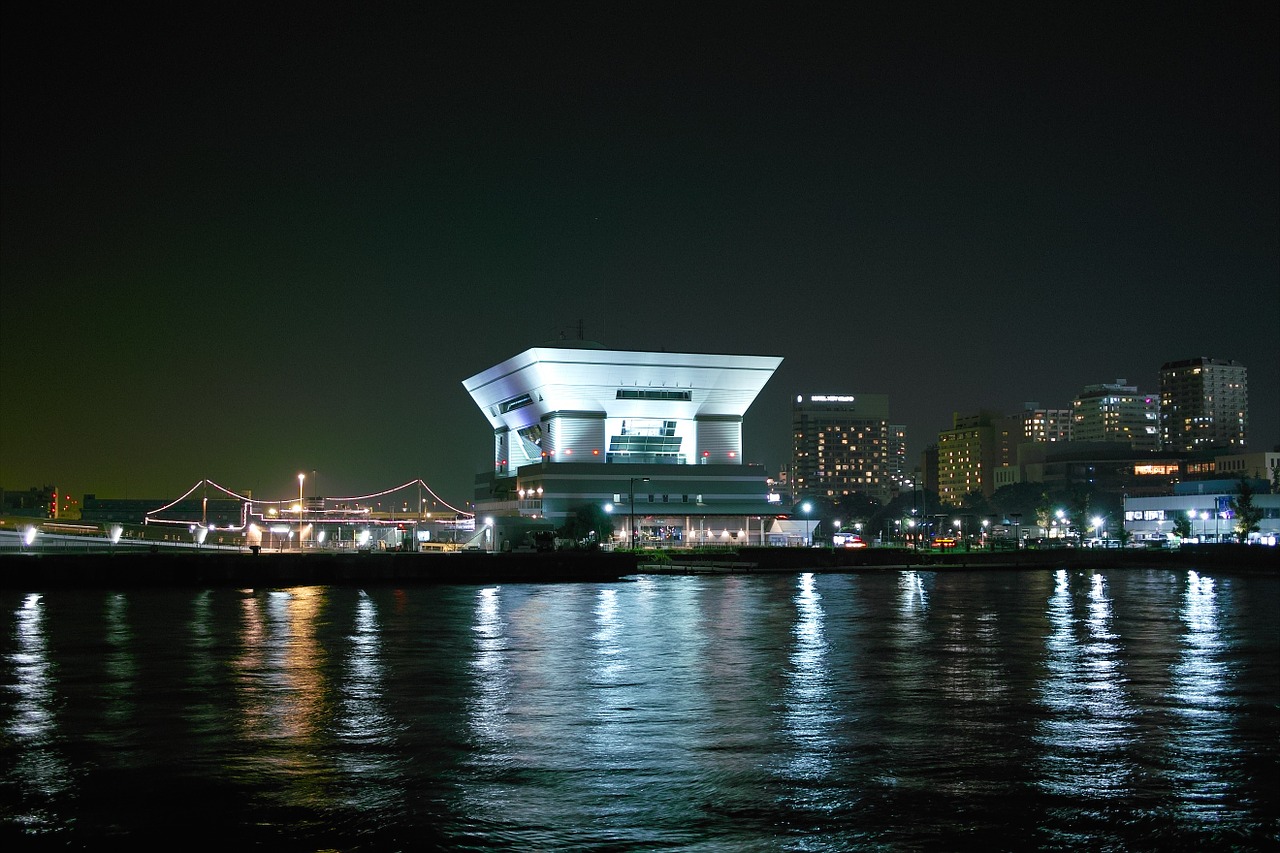 night view port yokohama free photo