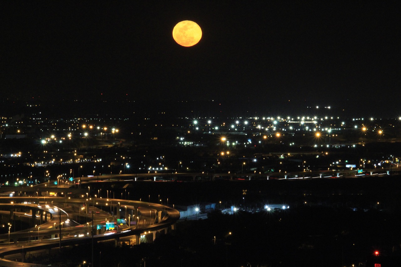 nightlife moon cityscape free photo