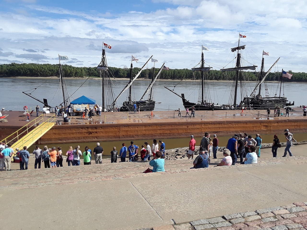 nina and pinta replica ships columbus day nautical free photo