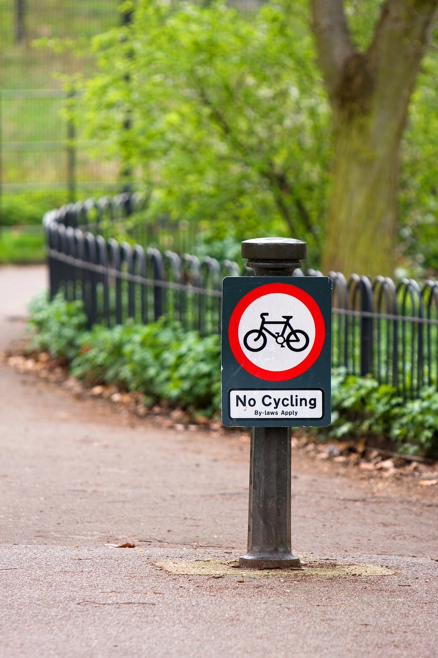 no cycling park sign free photo