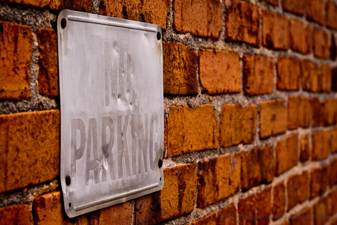 no parking sign brick free photo