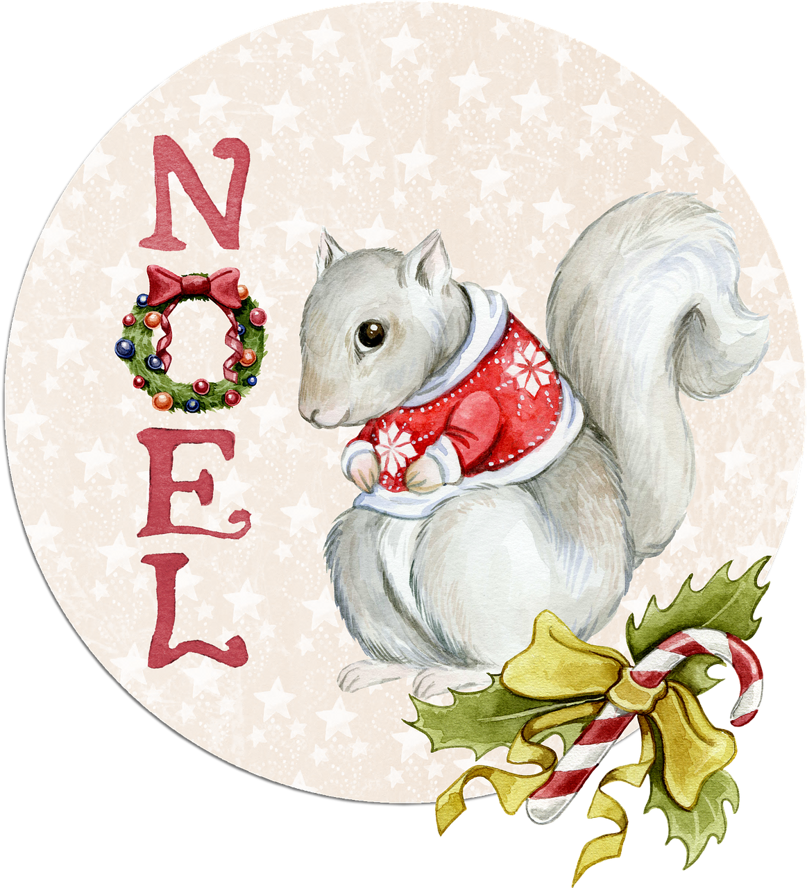 noel squirrel watercolor free photo