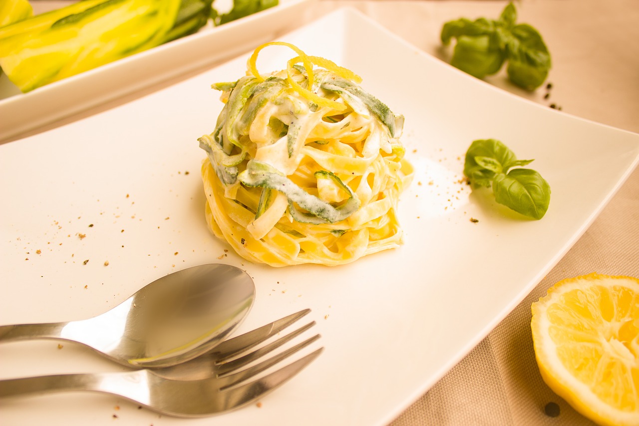 noodles zucchini lemon free photo