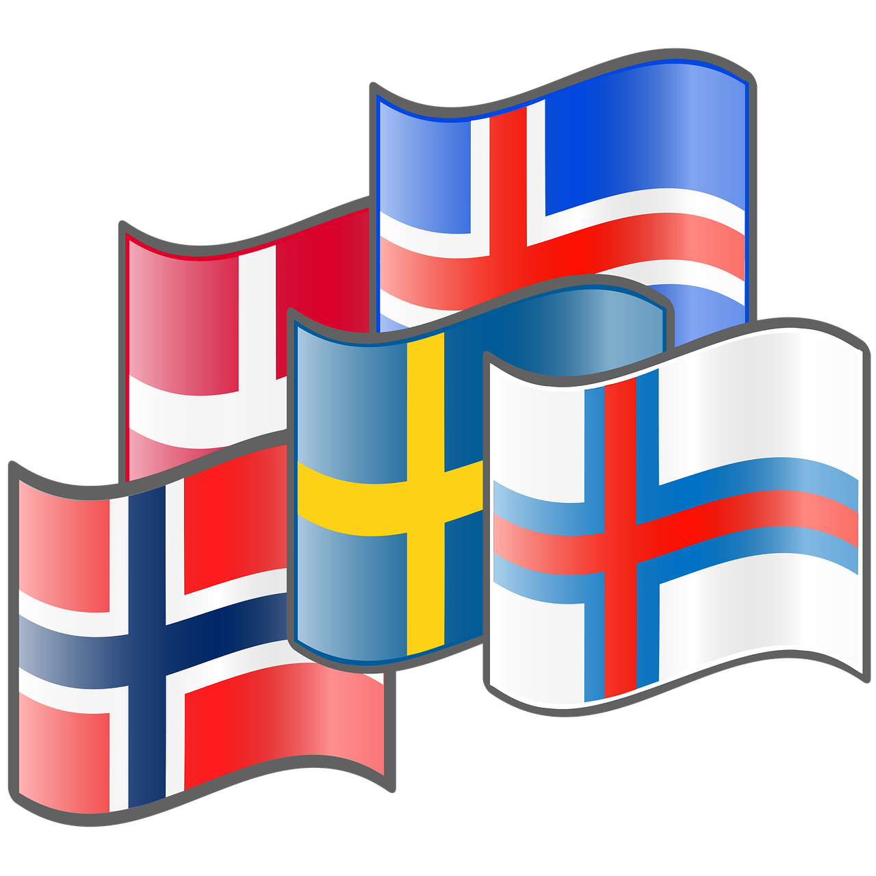 nordic flags denmark iceland free photo