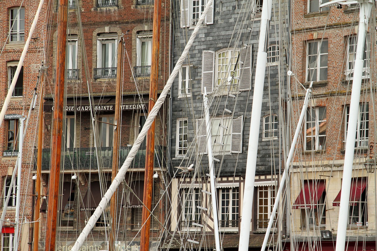 normandy port ship masts free photo
