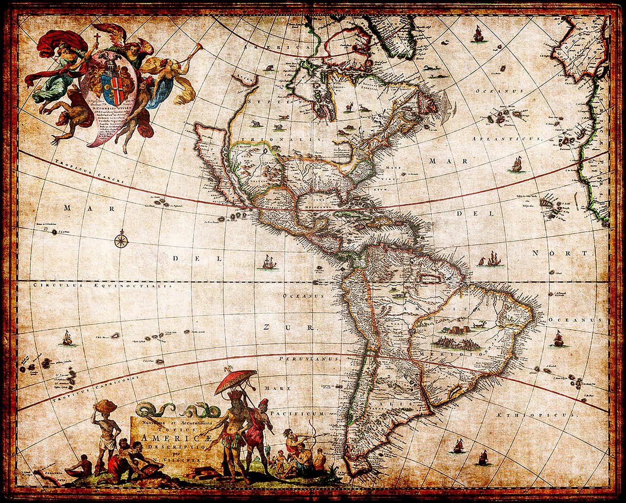 north america map south america map vintage map free photo
