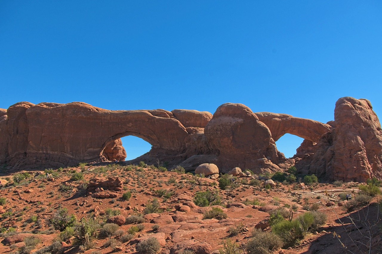 north and south windows  arch  sandstone free photo