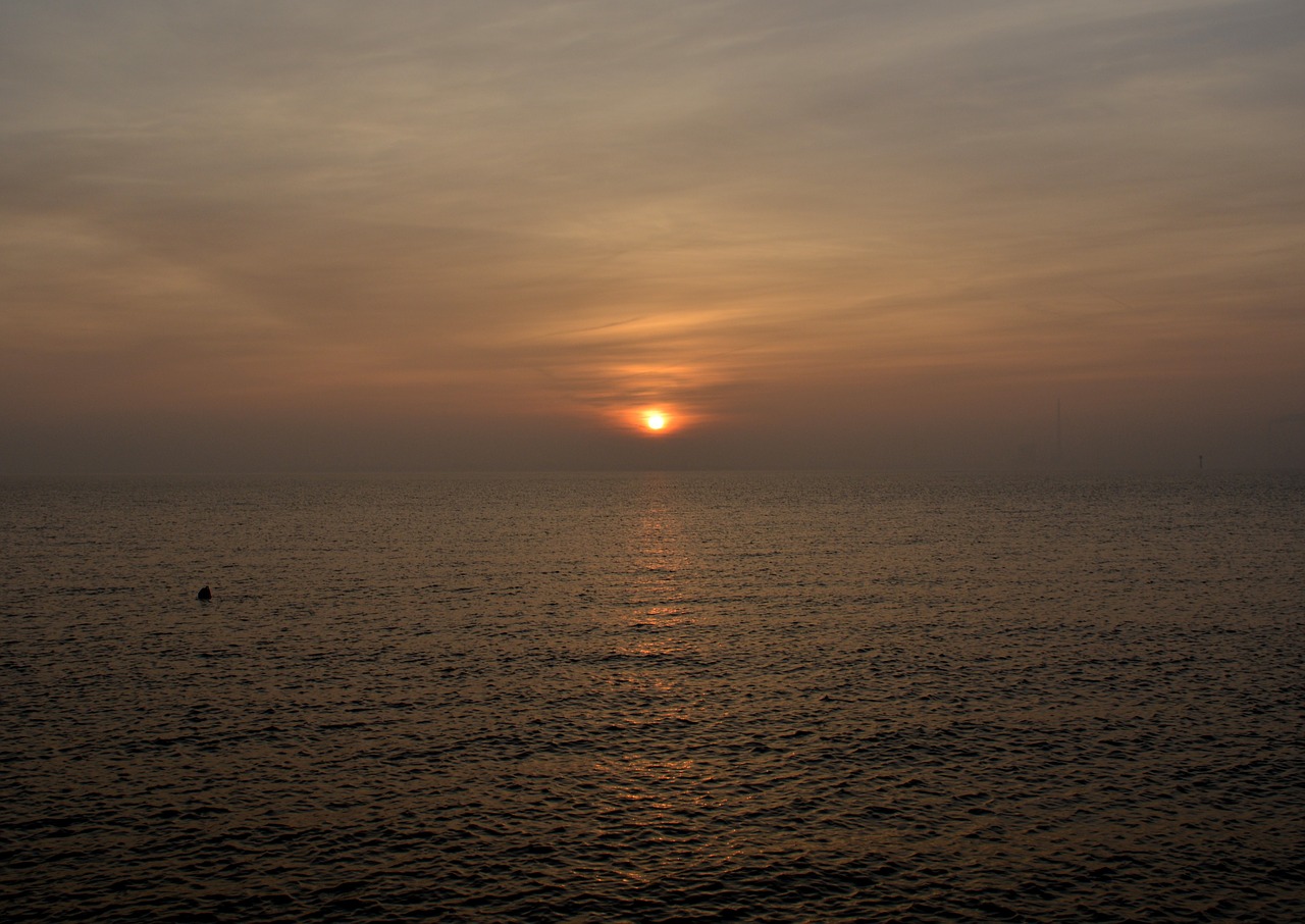 north sea sunset sea free photo