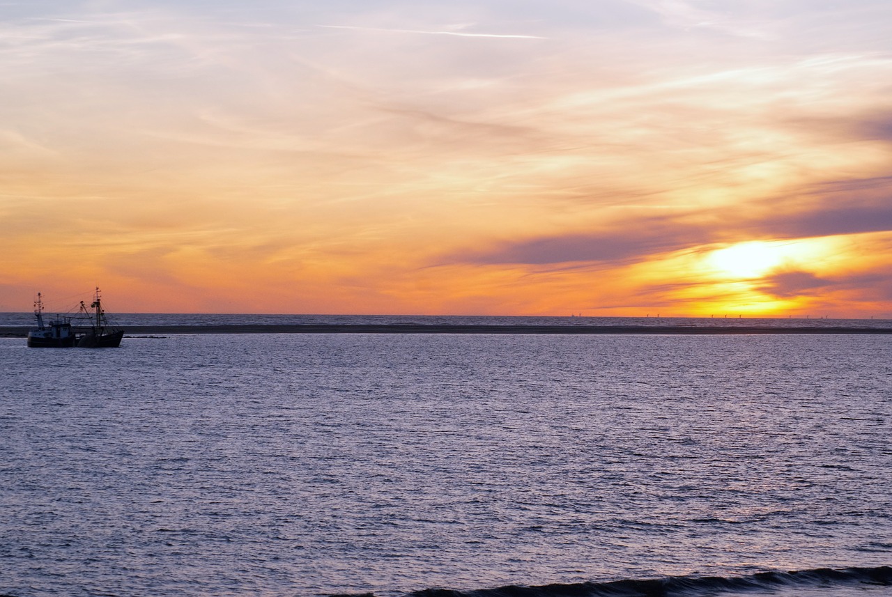 north sea borkum sunset free photo