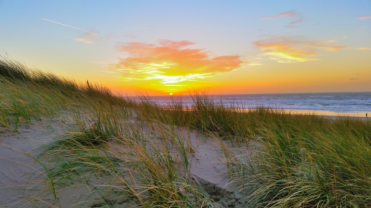 north sea  sunset  holland free photo