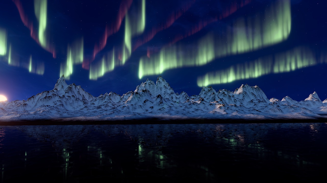 northern lights mountains aurora borealis free photo
