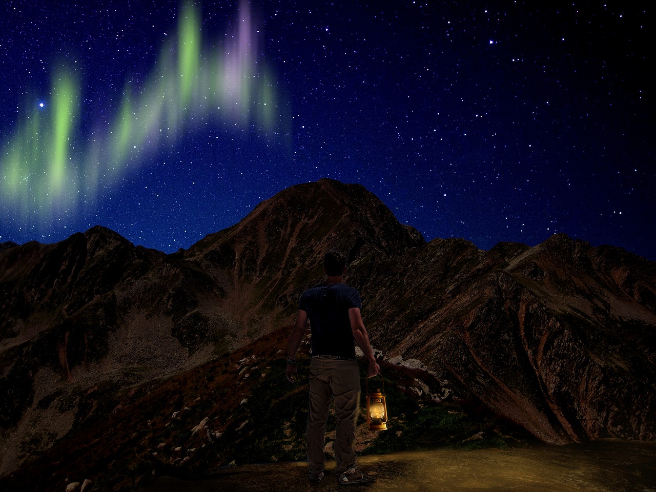 northern lights mountain maintains free photo