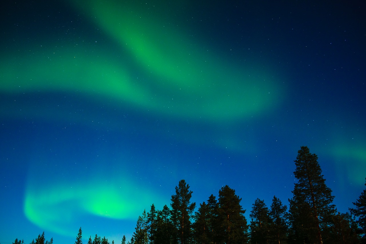 northern lights aurora borealis lapland free photo