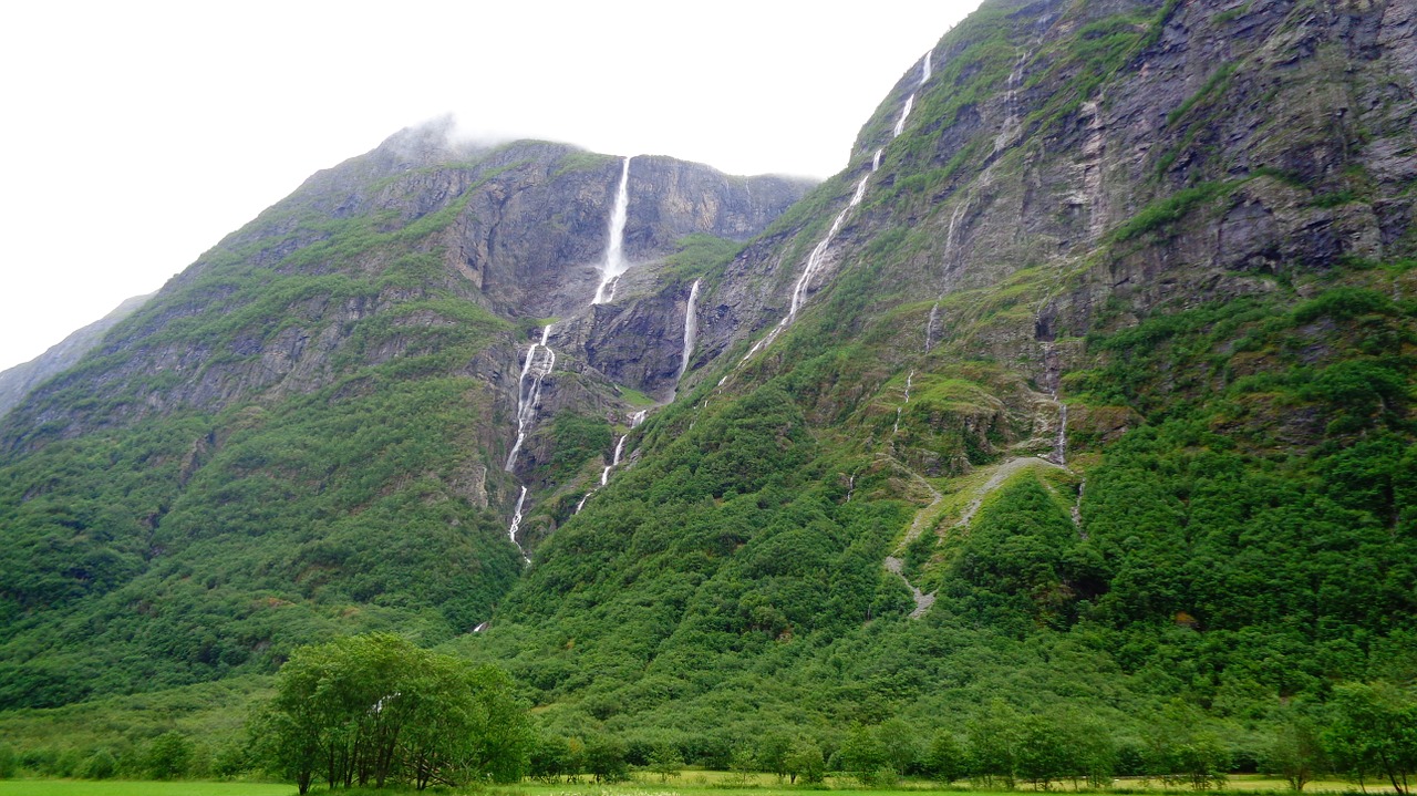 norway mountain waterfalls free photo