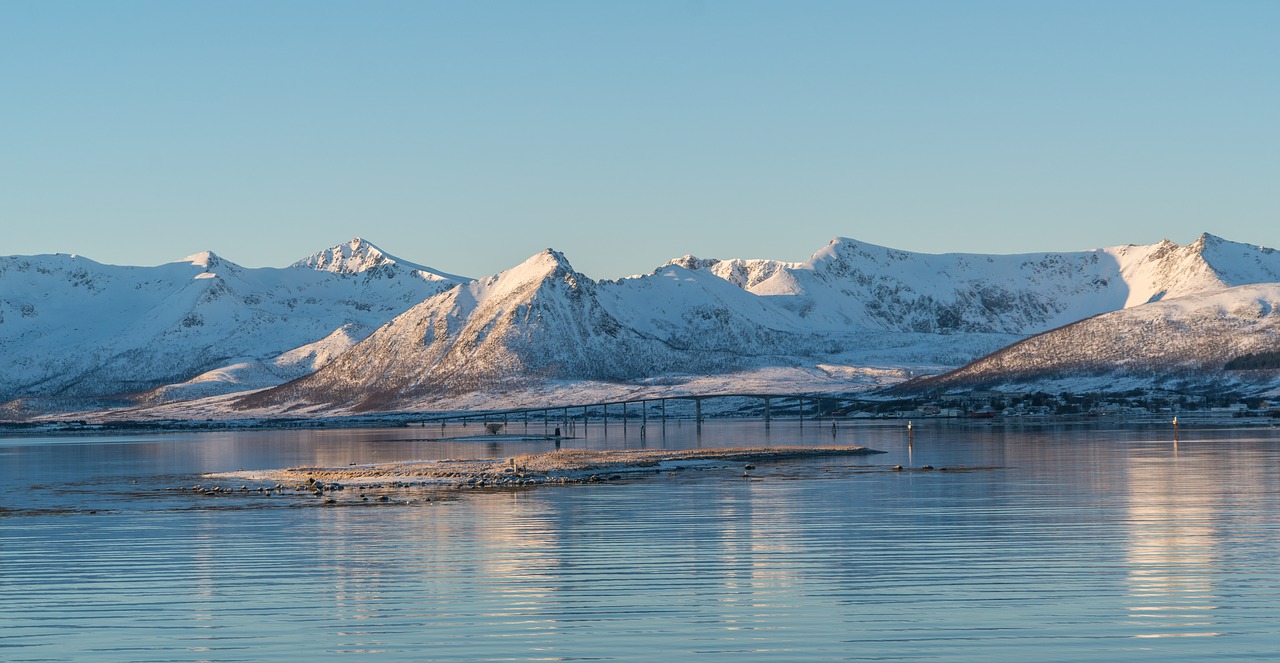 norway coast bridge mountain free photo