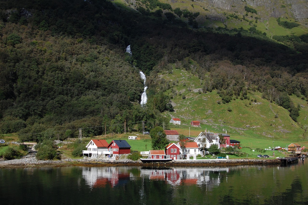 norway fjord waterfall free photo