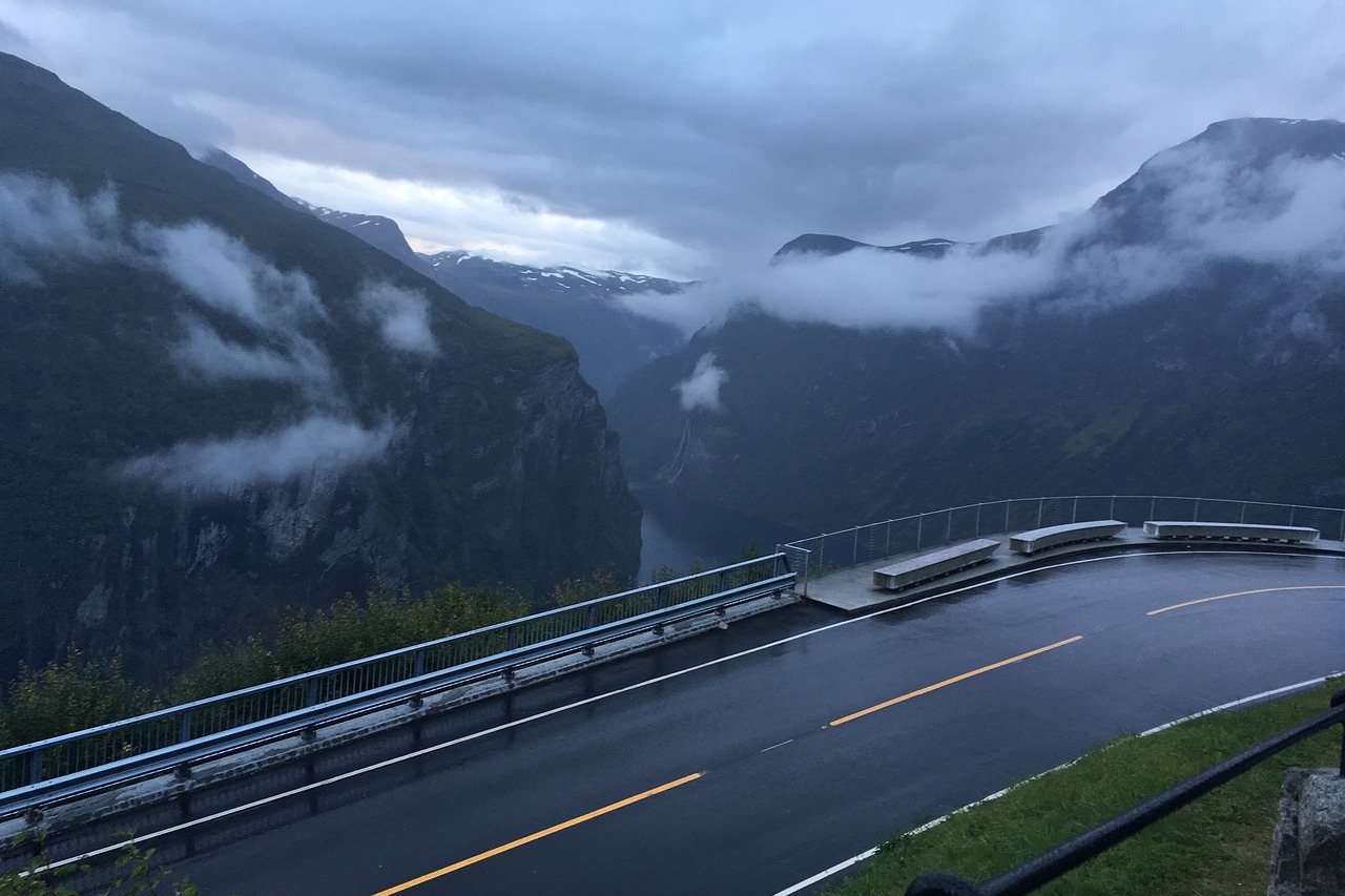 norway road clouds free photo