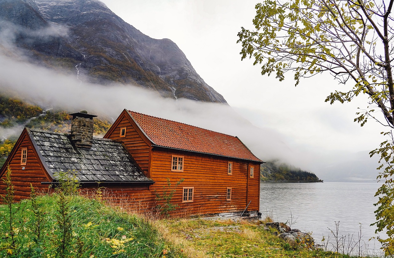 norway  fjord  boat house free photo