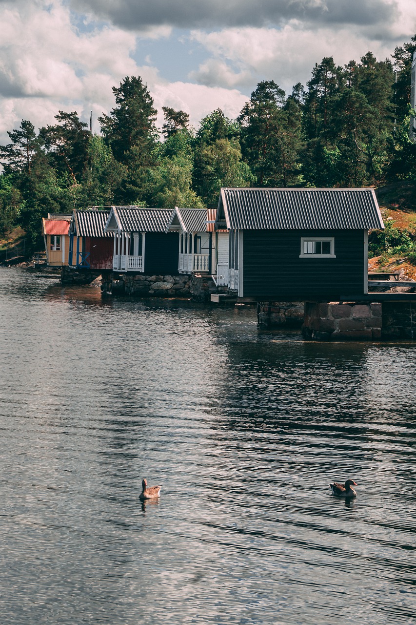 norway  nature  log cabins free photo