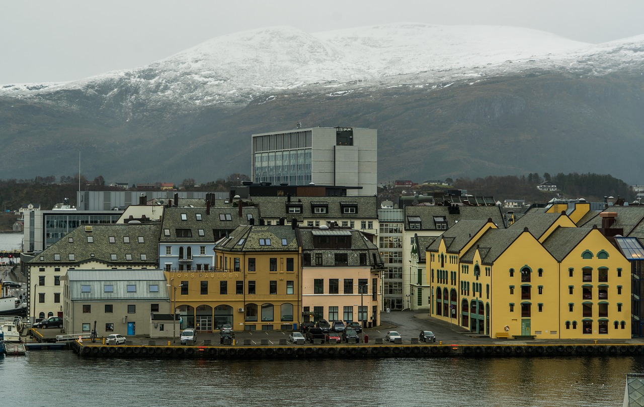 norway coast alesund mountains free photo