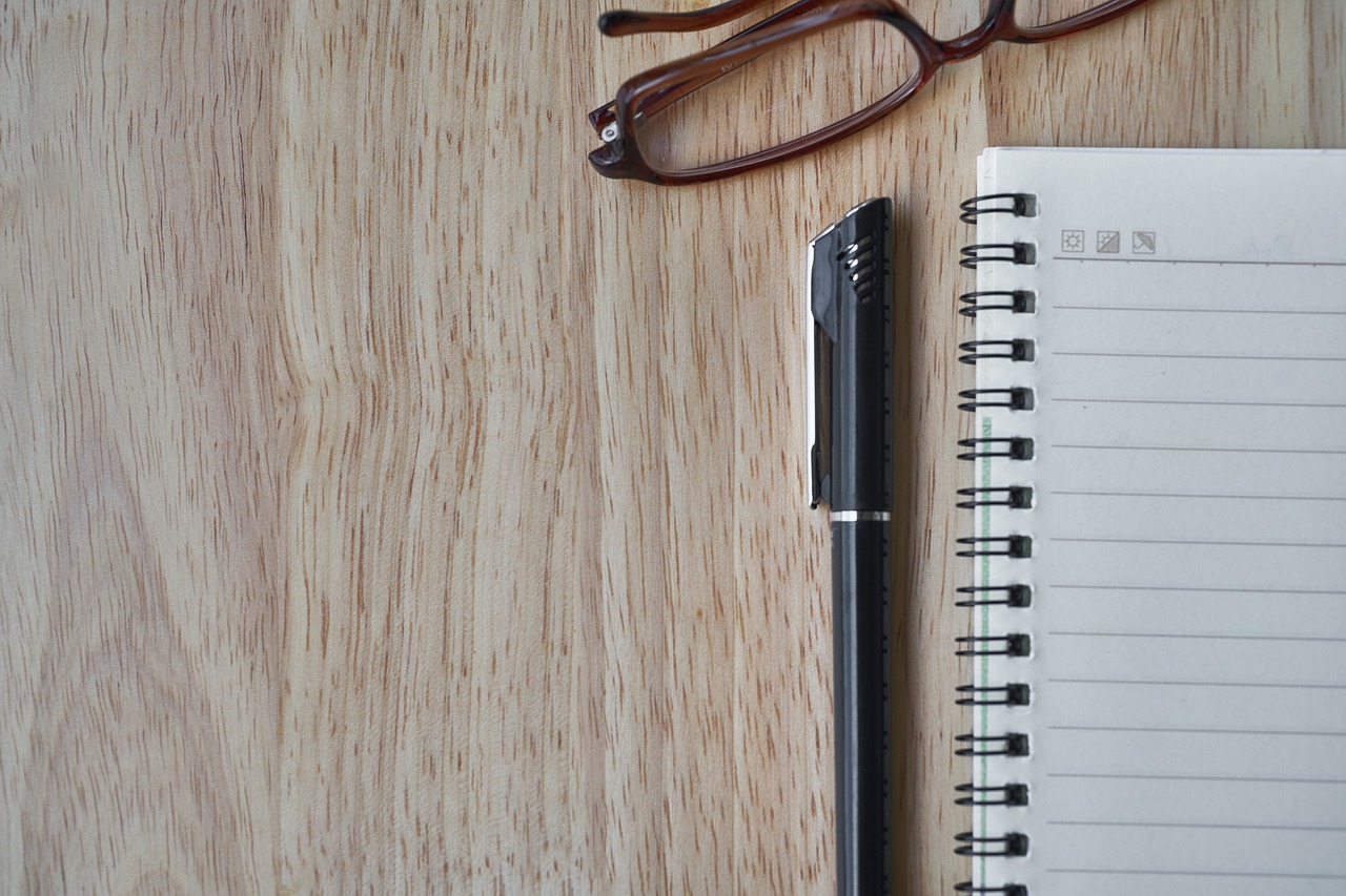 notebook pen eyewear free photo