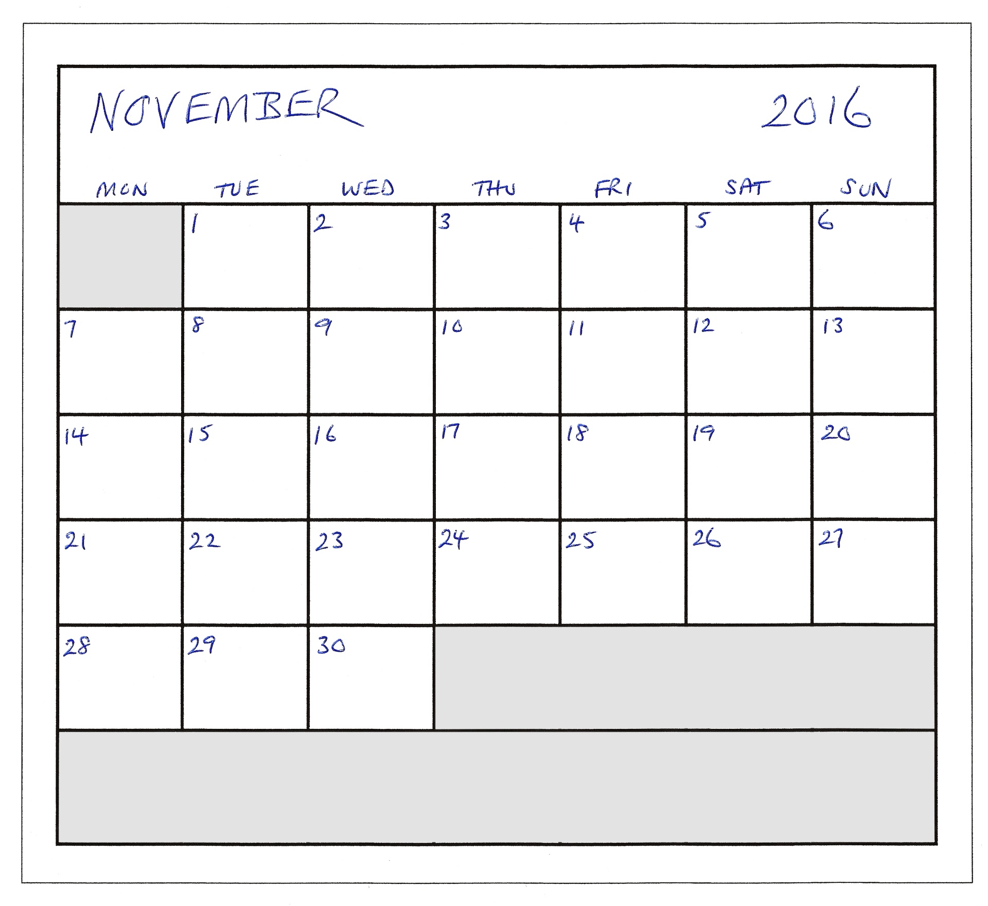 november 2016 calendar free photo