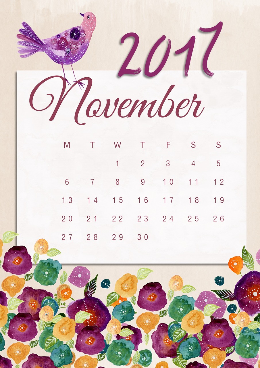november calendar 2017 free photo