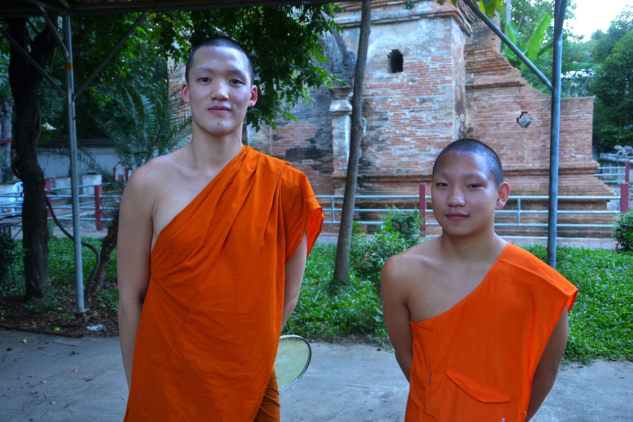 novice monks monks temple free photo