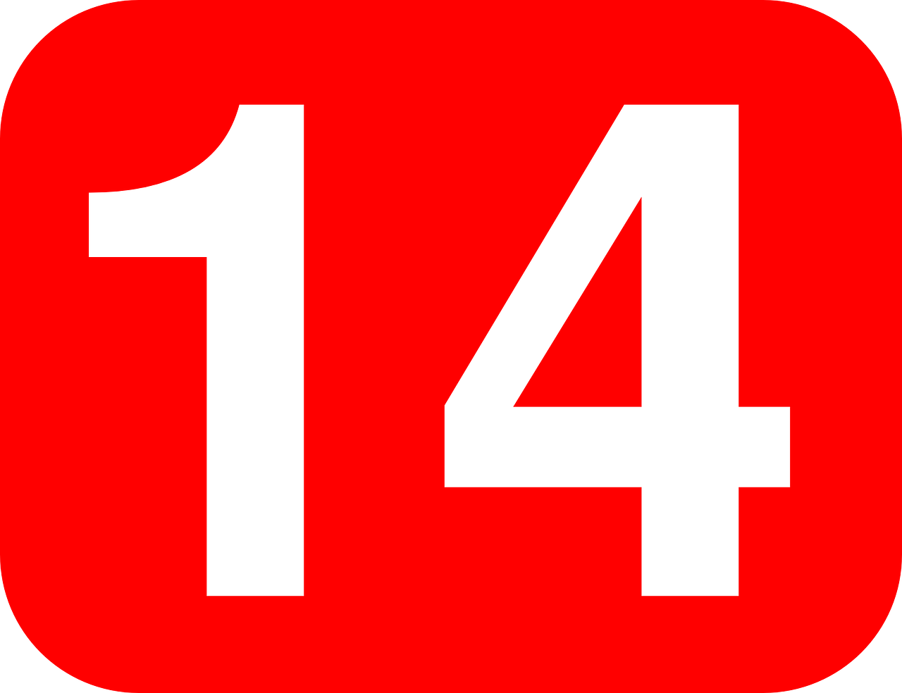number,14,rectangle,rounded,white,red,free vector graphics,free pictures, free photos, free images, royalty free, free illustrations, public domain