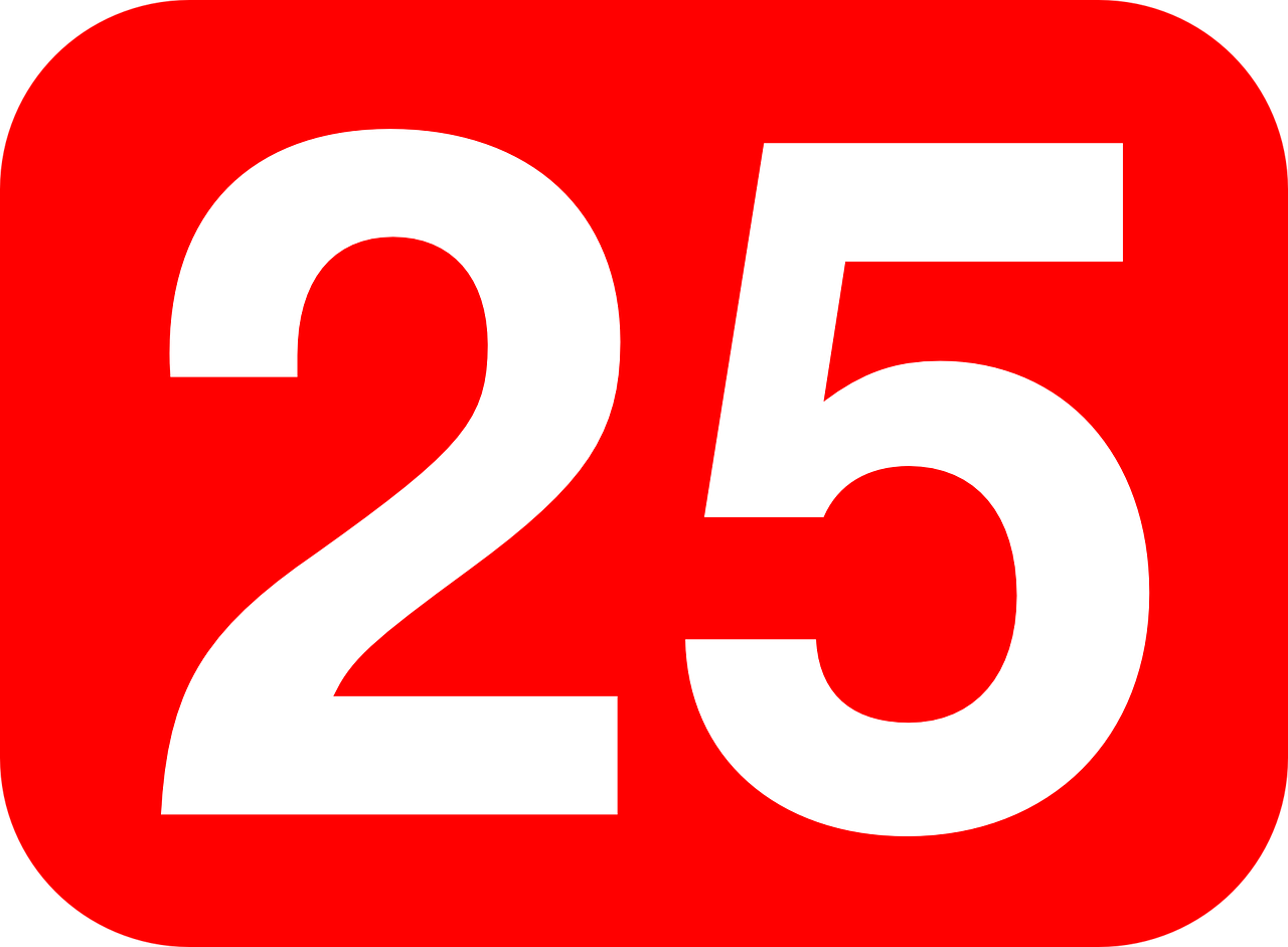 number,rectangle,red,white,twentyfive,free vector graphics,free pictures, free photos, free images, royalty free, free illustrations, public domain