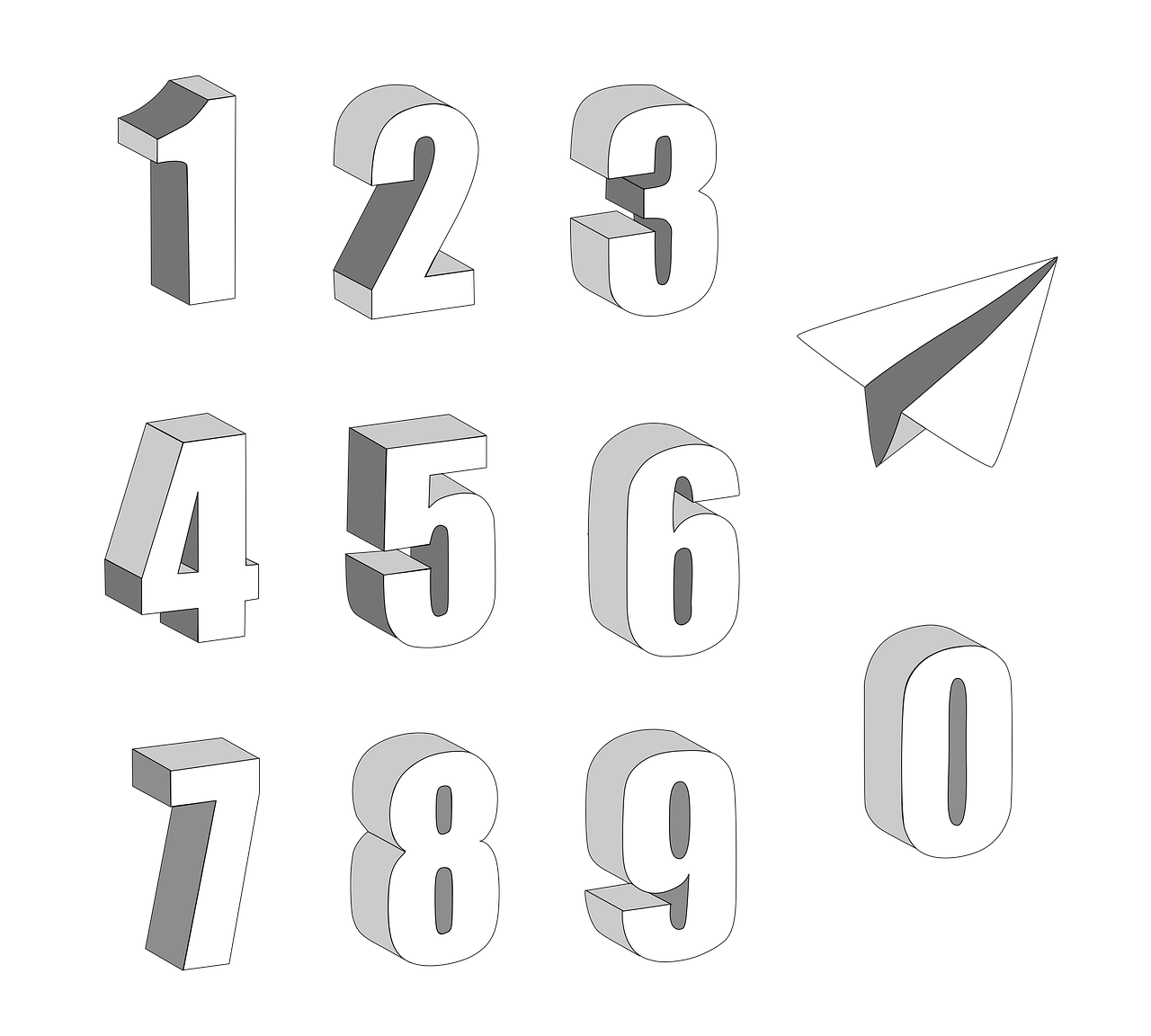 numbers 3d paper airplane free photo