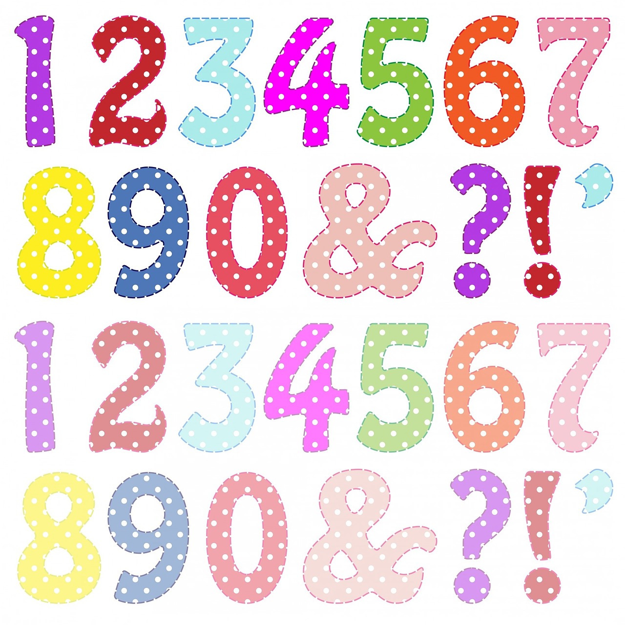 numbers colourful polka dots free photo