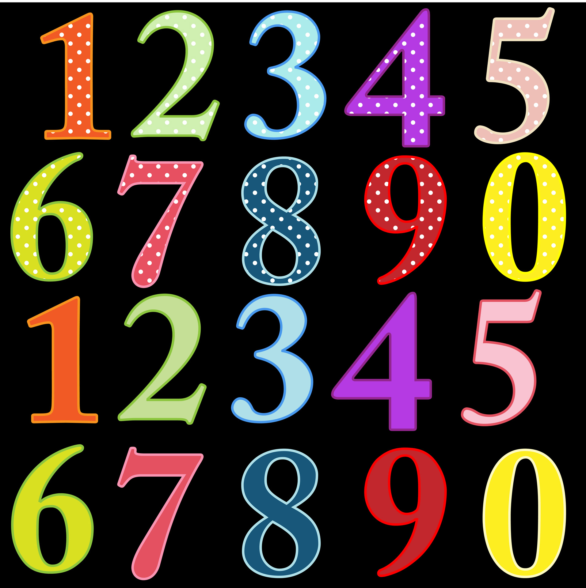 numbers colorful polka dots free photo