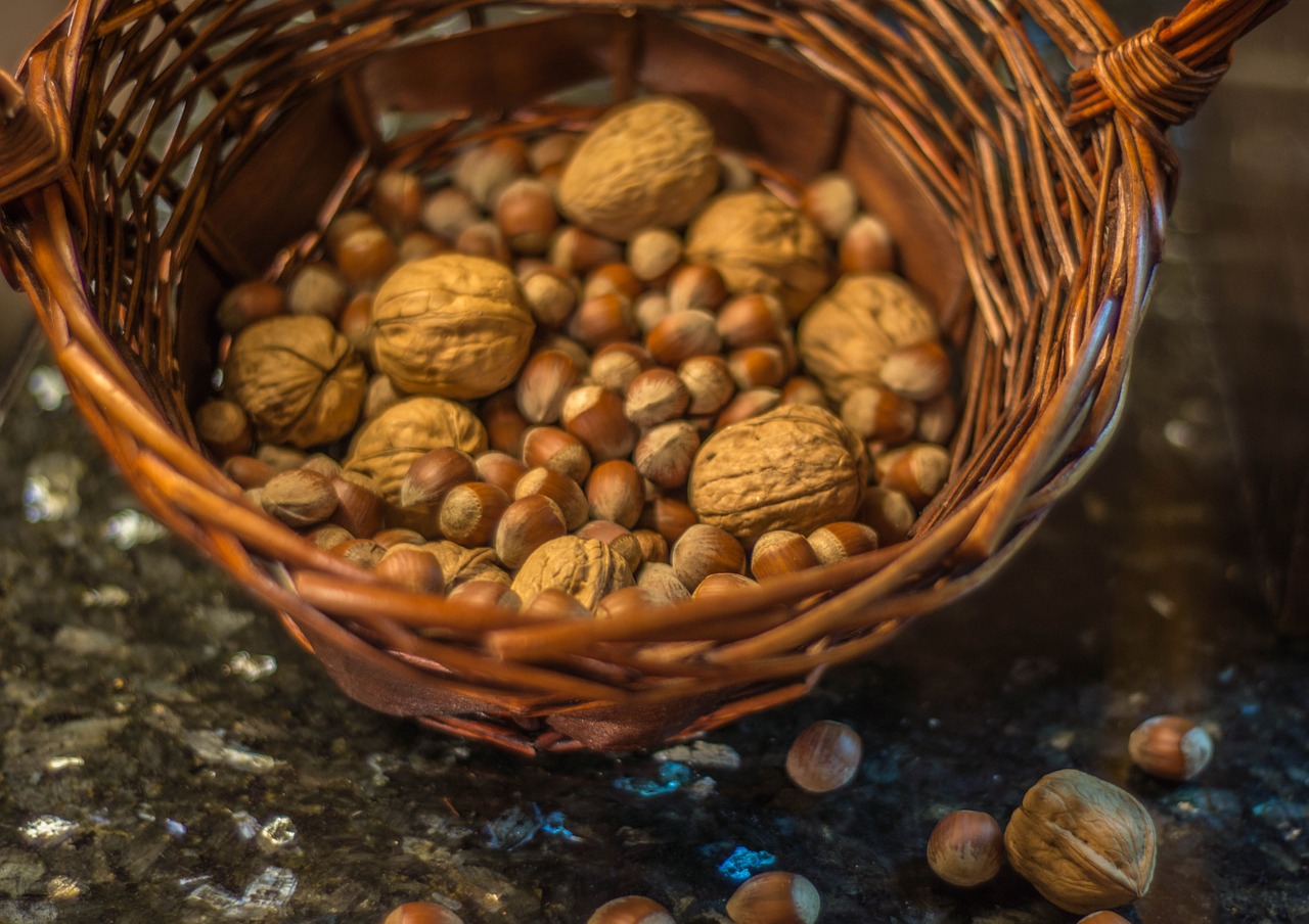 nuts walnuts basket free photo