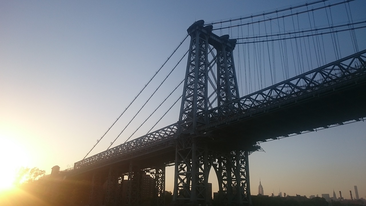 nyc sunset bridge free photo