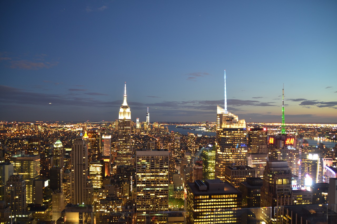 nyc  panorama  night free photo