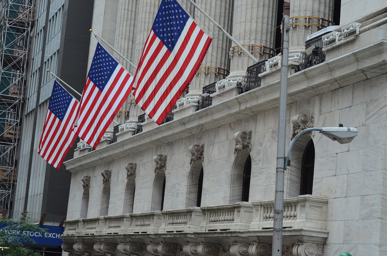 nyse  stock exchange  american flag free photo