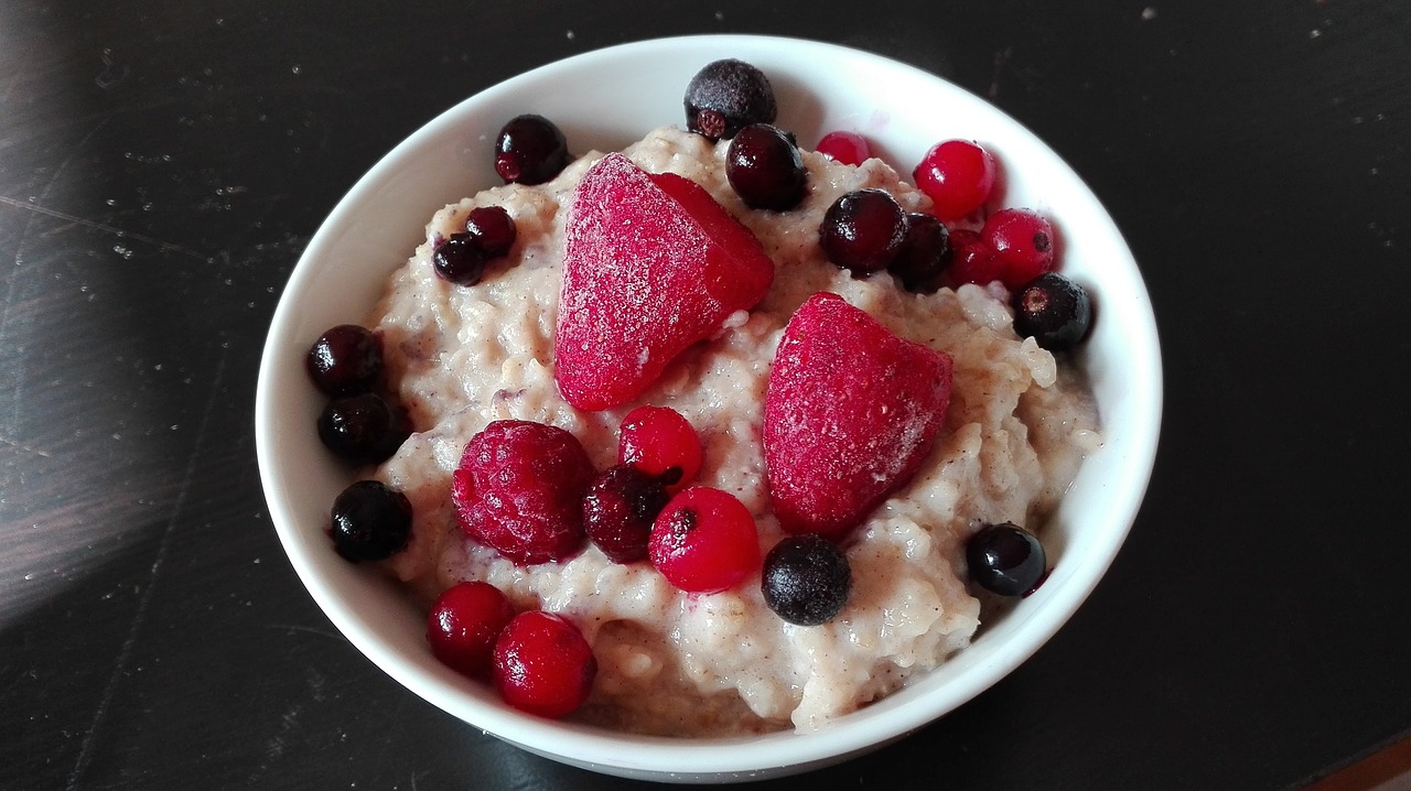 oats red fruits breakfast free photo